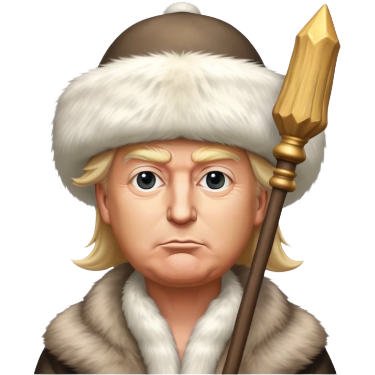 Donald Trump is a king in a fur hat, holding a staff
hyper realistic emoji