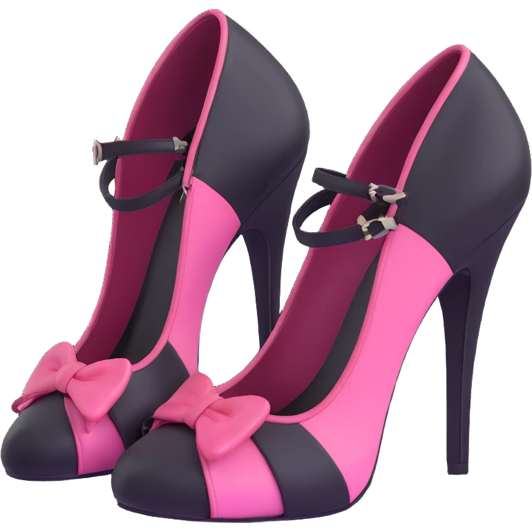 BLACKPINK-inspired gothic shoes, no hearts, black and pink, cute  emoji