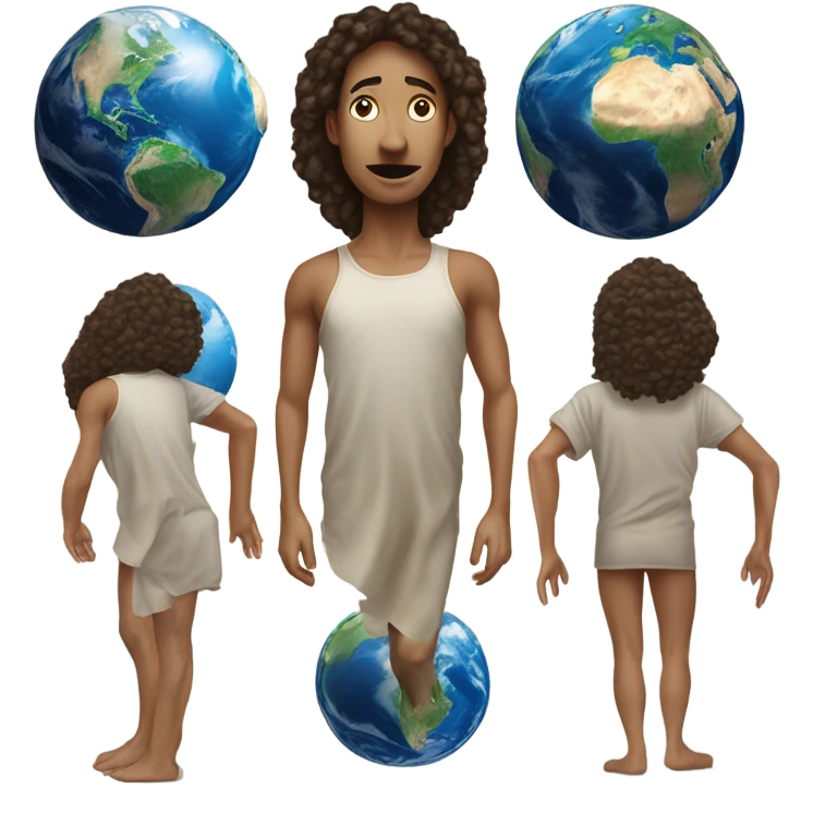 Photorealistic earth with human face arms and legs emoji