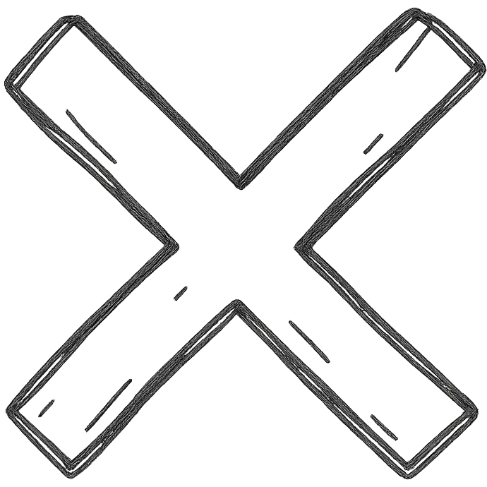 hand-drawn outlined X icon for 'no' or 'close' emoji
