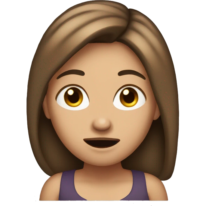 Woman saying ugh with brown hair light skin emoji