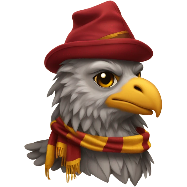 Griffin with gryffindor scarf and hat Hogwarts emoji