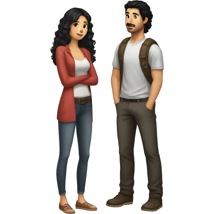 Claire(black hair) is talking to her boyfriend Nick(Turkish) at the university  emoji