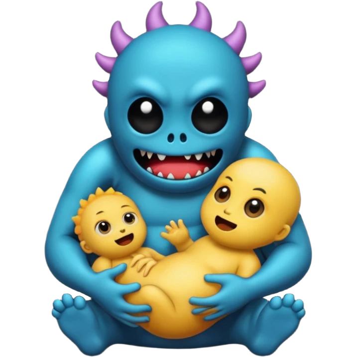 Black body monster with baby emoji emoji