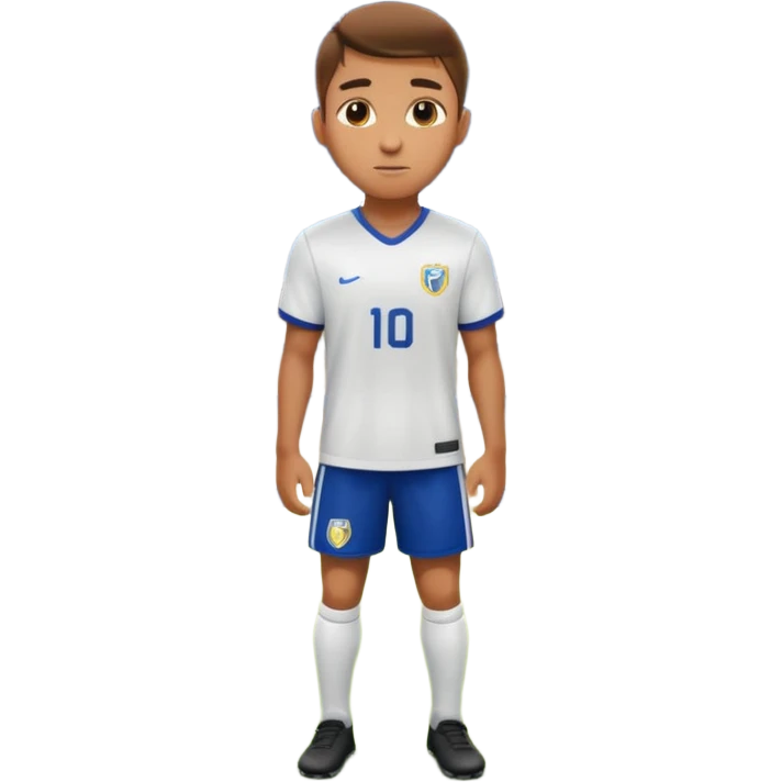 Determined soccer player standing on field, stadium lights glowing, cinematic lighting, realistic sports photo emoji