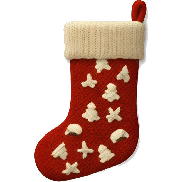 Knitted creams colored Christmas stockings  emoji