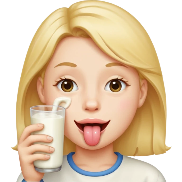 Winky face with tongue out and milk on chin emoji