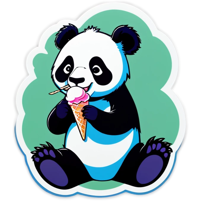 Panda eating ice cream emoji