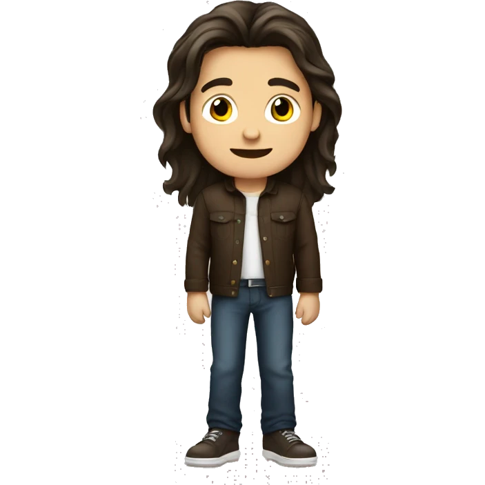 Brunette boy with long hair emoji