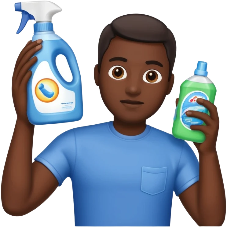 dark skin man holding laundry detergent emoji