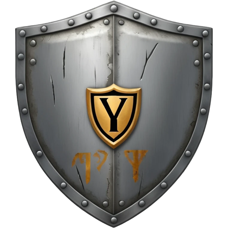 a battle worn steel shield with engraved roman numerals for 30—looks battle worn emoji