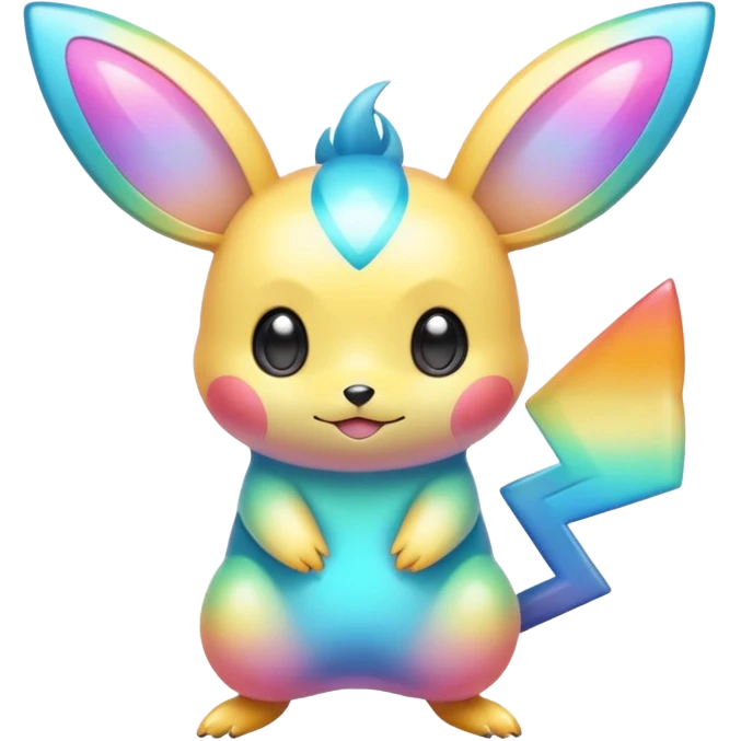 Rainbow-gradients iridescent gradient luminescent bioluminescent Emolga-Pichu-Victini-fusion emoji