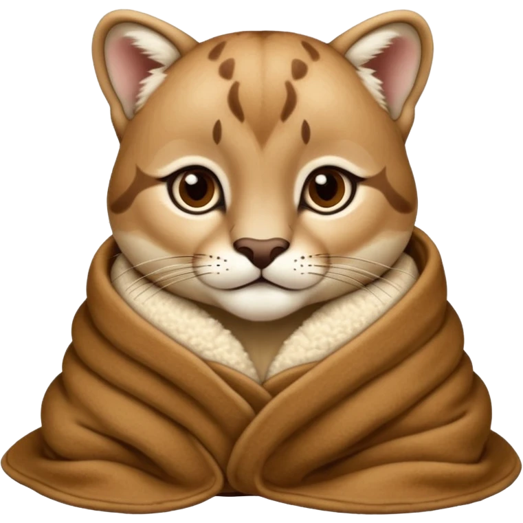 Cozy puma cougar cub in blanket emoji