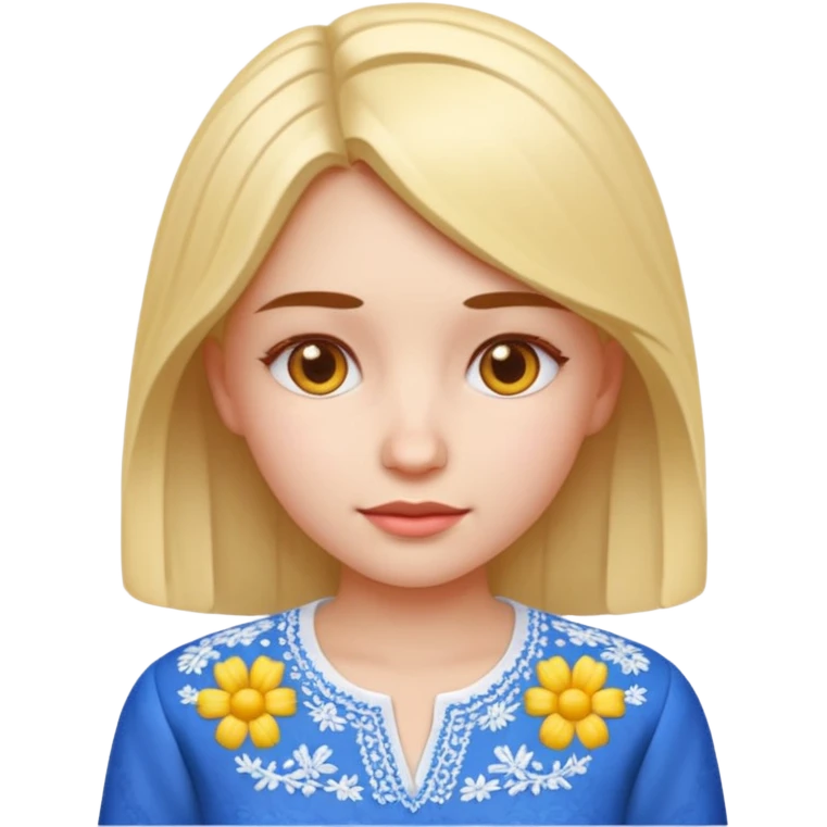 Girl in a Ukrainian white embroidered shirt, 3D Emoji emoji
