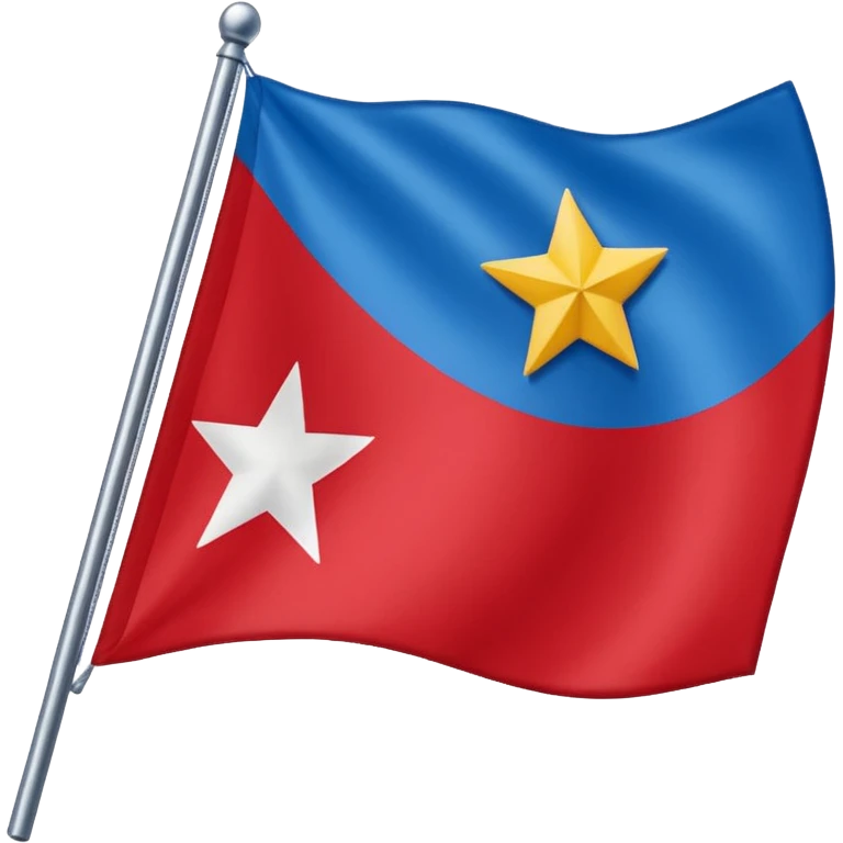 Bandeira vermelha, com uma faixa branca na diagonal, e uma estrela azul no meio emoji