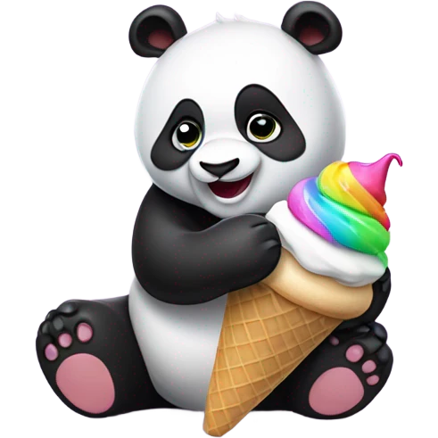 Panda eating ice cream emoji
