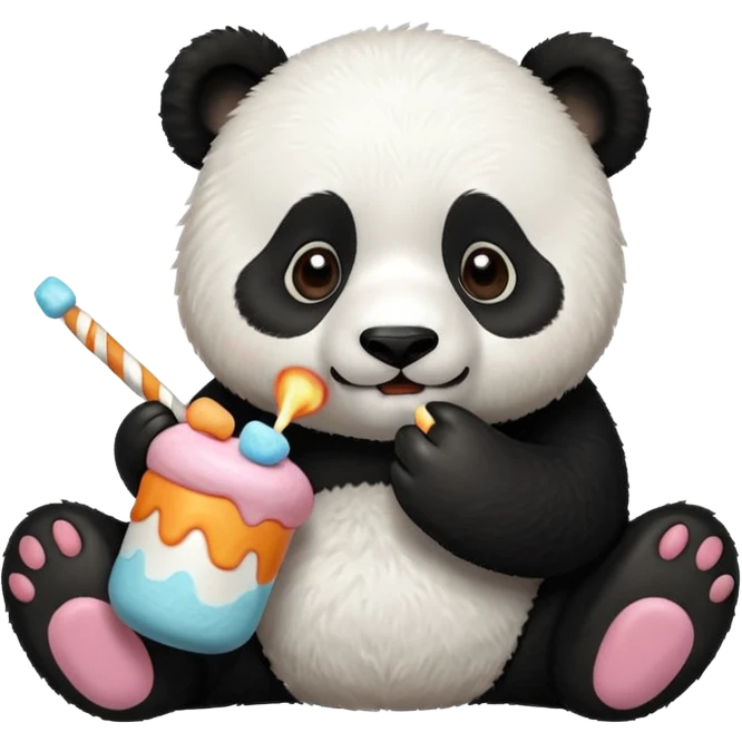 Panda eating marshmallows emoji