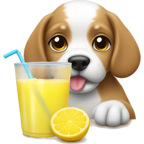 Cute dog drinking lemonade  emoji