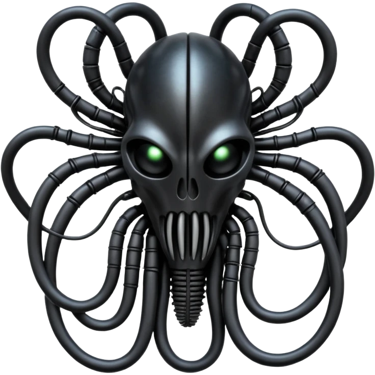 tangled black cables creating a dark biomechanical creature, Giger style emoji