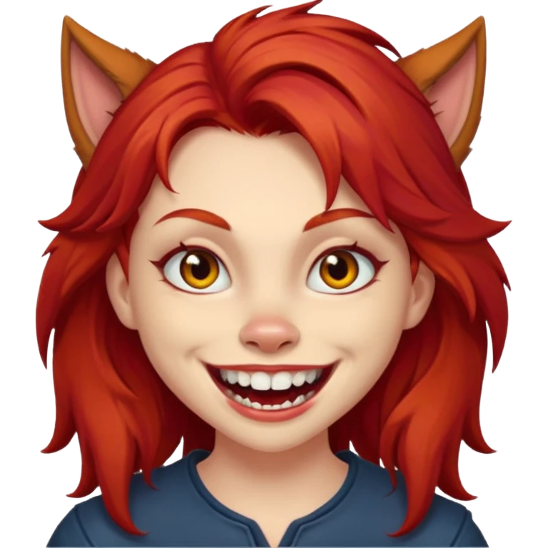 Werewolf red hair girl with a smile emoji