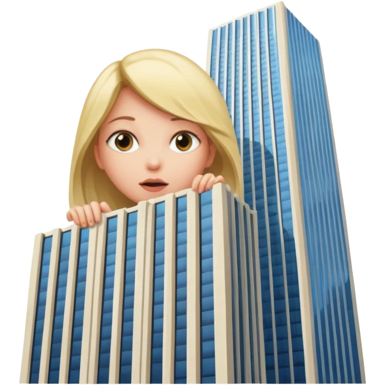 a giantess playing peekaboo peeking out from behind a skyscraper that obscures her to the viewer emoji