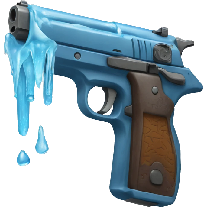 frozen pistol, blue pistol, icicles dripping emoji
