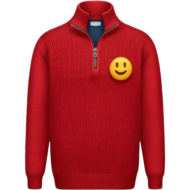 red knitted quarter zip with the knitting visible no emojis emoji
