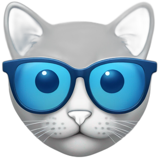 Gato con lentes con un lado de color azul  emoji