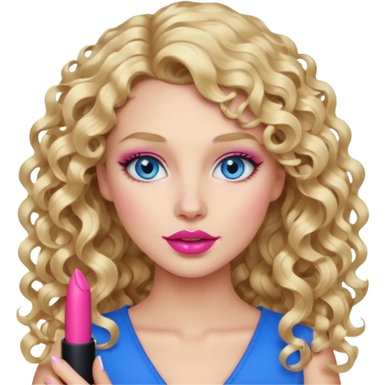 açık tenli  uzun kıvırcık sarı saçlı mavi gözlü   dudak rengi pembe yetişkin kadın sadece yüz emojisi emoji