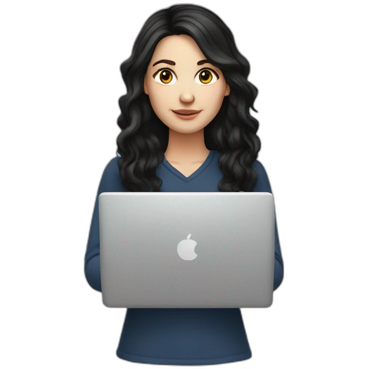 white girl dark hair with laptop emoji