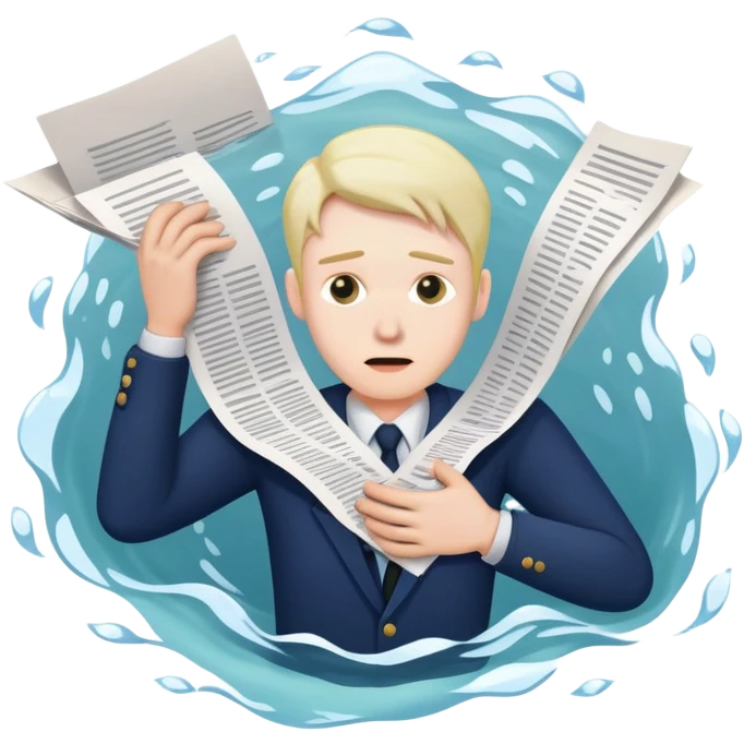 un homme avec qui est noyer sous les papiers emoji