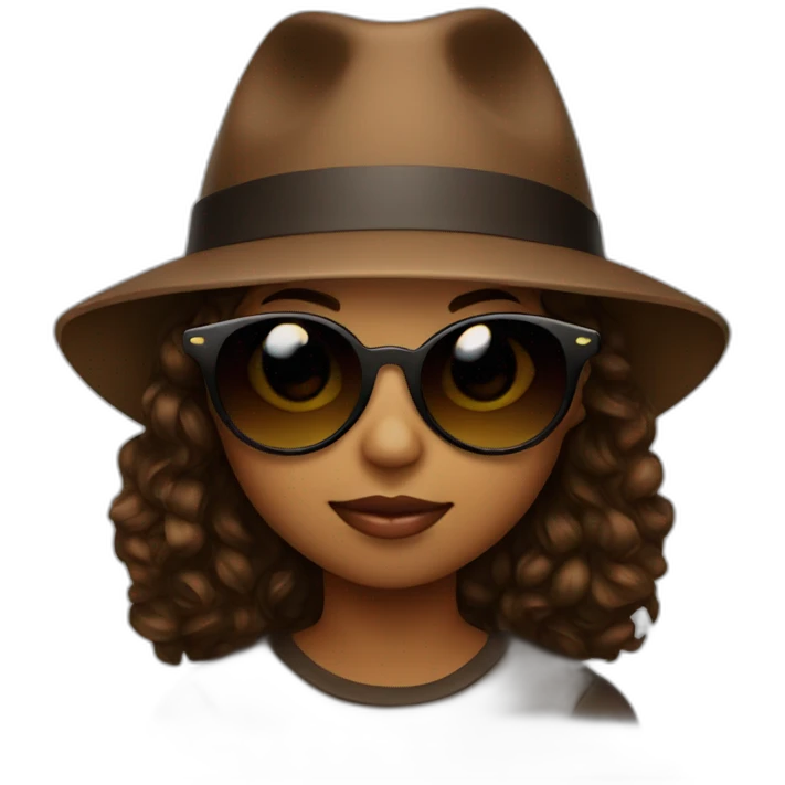 A brown child with a mask, sunglasses and a fashionable hat emoji