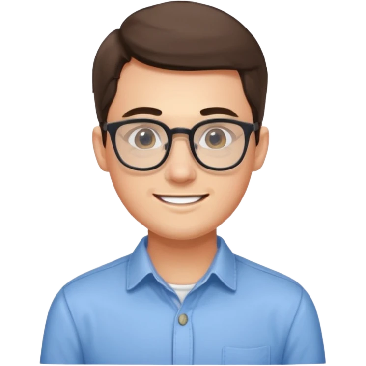 An outgoing marketer male in his late 20s, bespectacled and cheerful image emoji