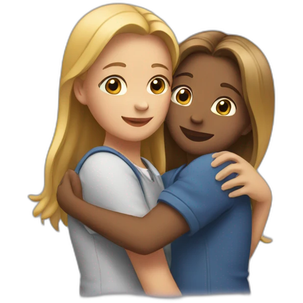 two girls hugging each other emoji