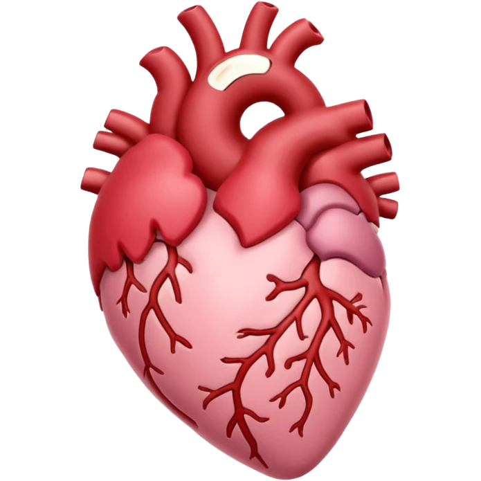 Anatomical heart, soft pink color from reference, light, iOS emoji style emoji