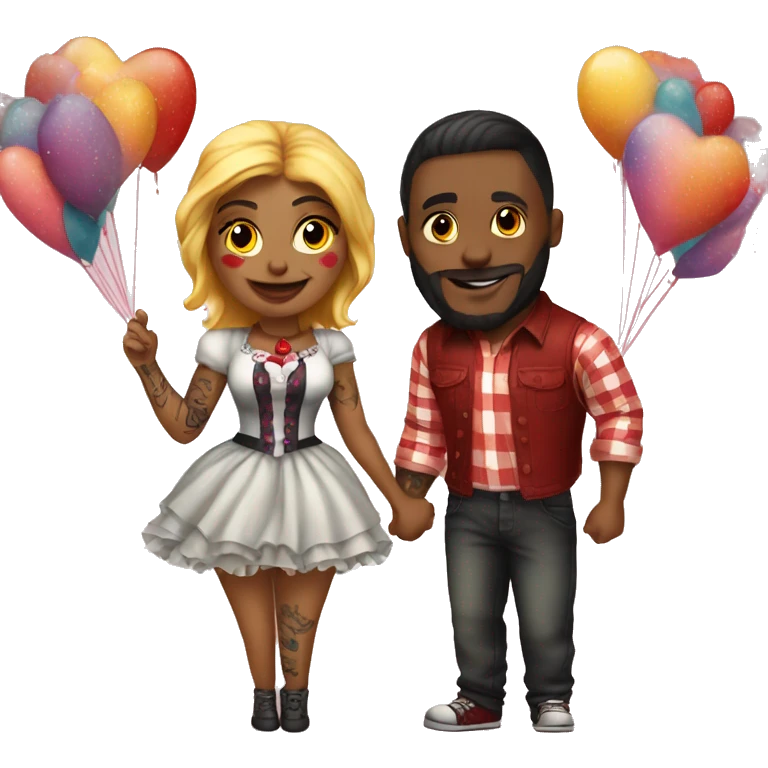Romantic carnival date for beautiful tattooed couple emoji