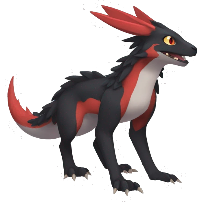 Cute cool black red nargacuga animal hybrid Fakemon full body emoji