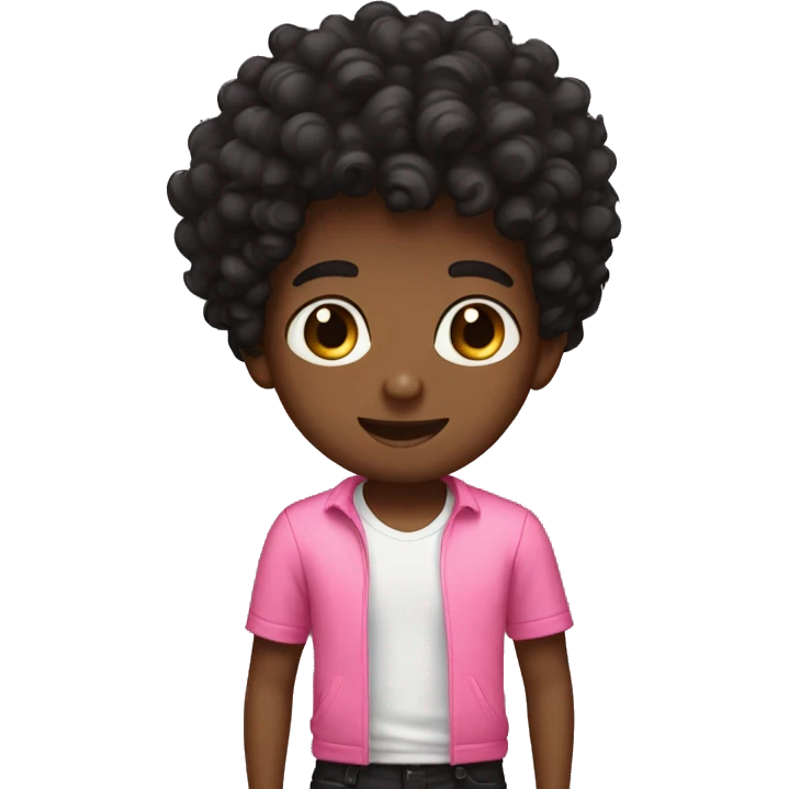 Curly hair boy with pink shorts and black shirt emoji