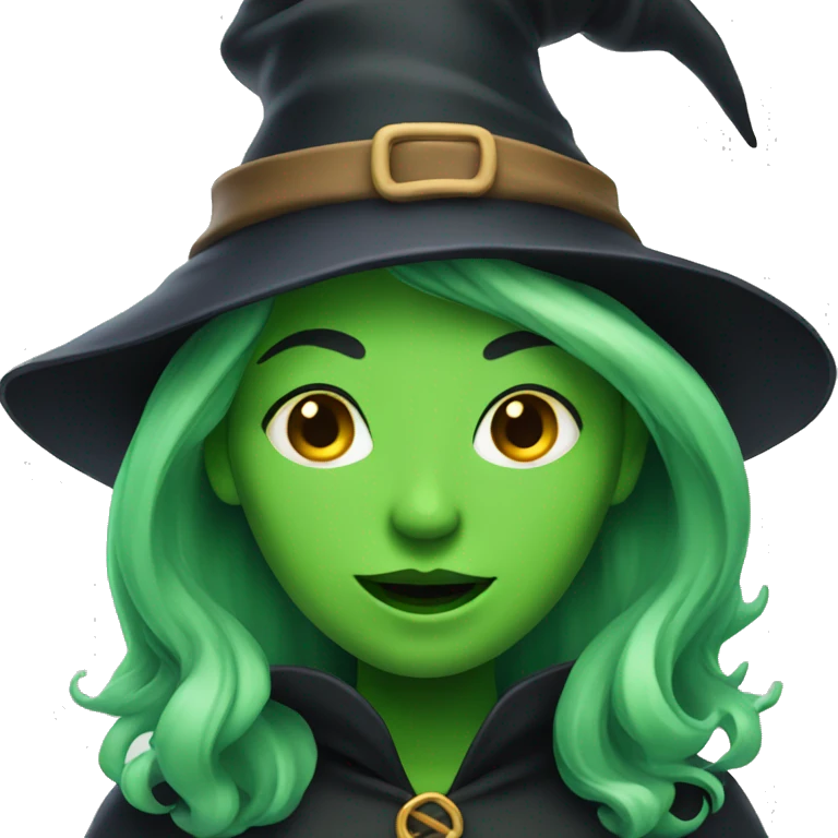 Green face female witch emoji