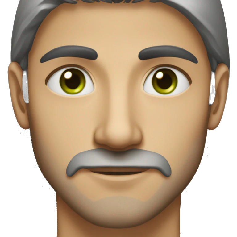 High details of man with iranian features a jewish nose green eyes and olive skin thin body and long black straight hair emoji