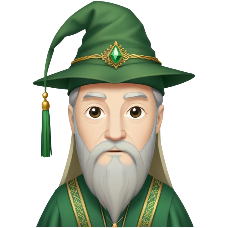 albus dumbledore from harry potter with green tassel hat and decorative motifs emoji