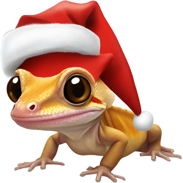 crested gecko with santa hat emoji