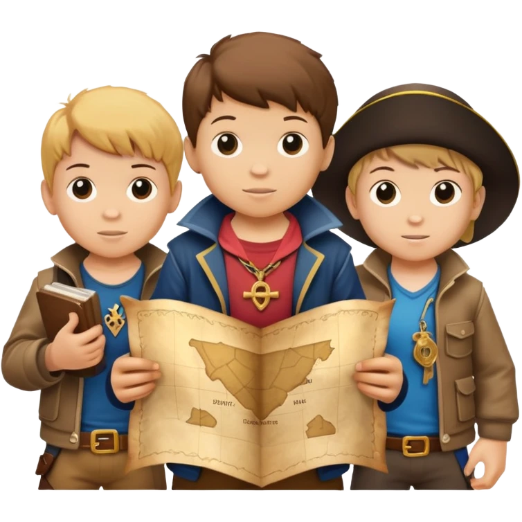 kids from goonies holding a treasure map emoji