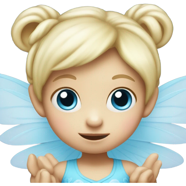 Tiny little fairy who looks like a monkey bird in his blue eyes and blonde hair and is a baby girl emoji