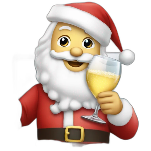 santa claus with laptop and champagne glas emoji