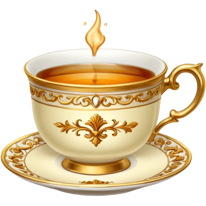 victorian teacup with tea emoji