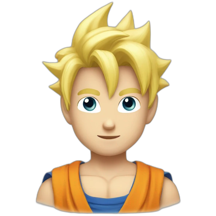 young san goku with short blond hair and blue eyes emoji