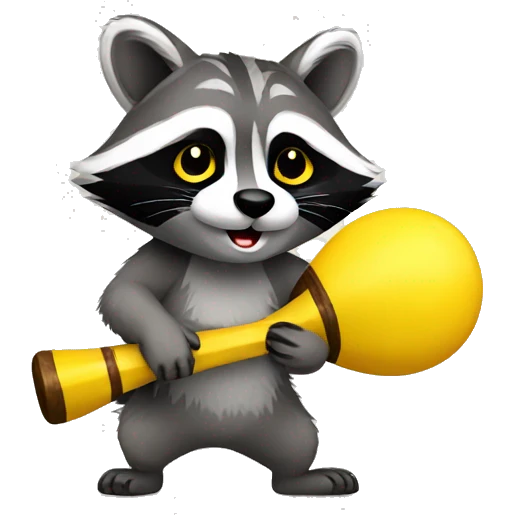 raccoon with yellow maracas emoji