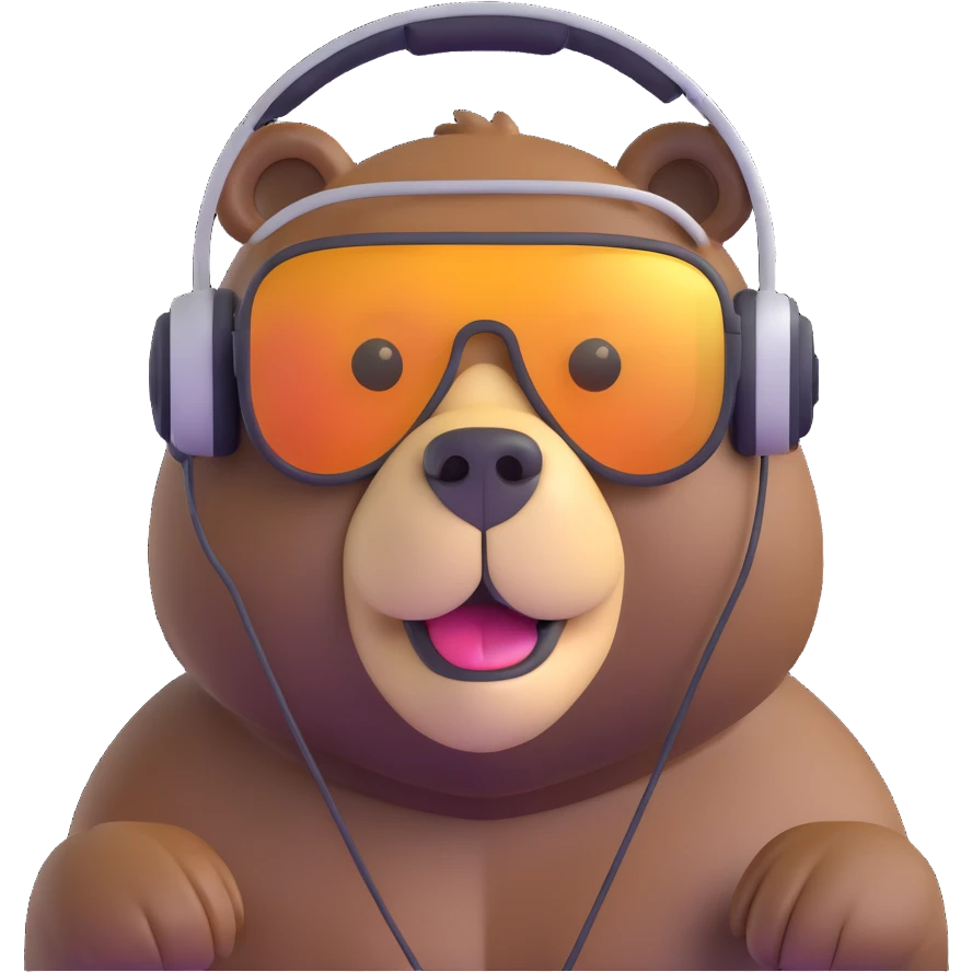 bear with a headset and sunglasses emoji