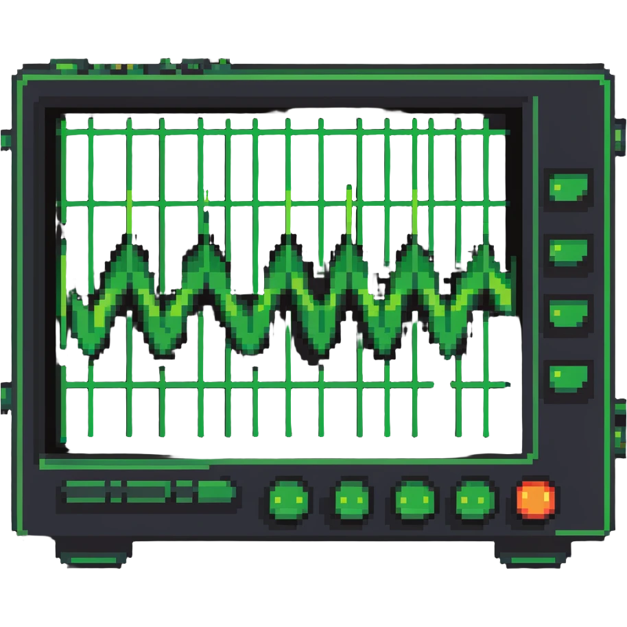 Electronic oscilloscope with green waveform display emoji